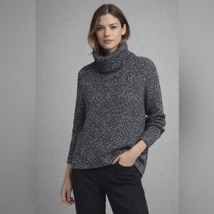 Aritzia Community Dark Navy & white Speckled Wool and cotton Turtleneck Sweater